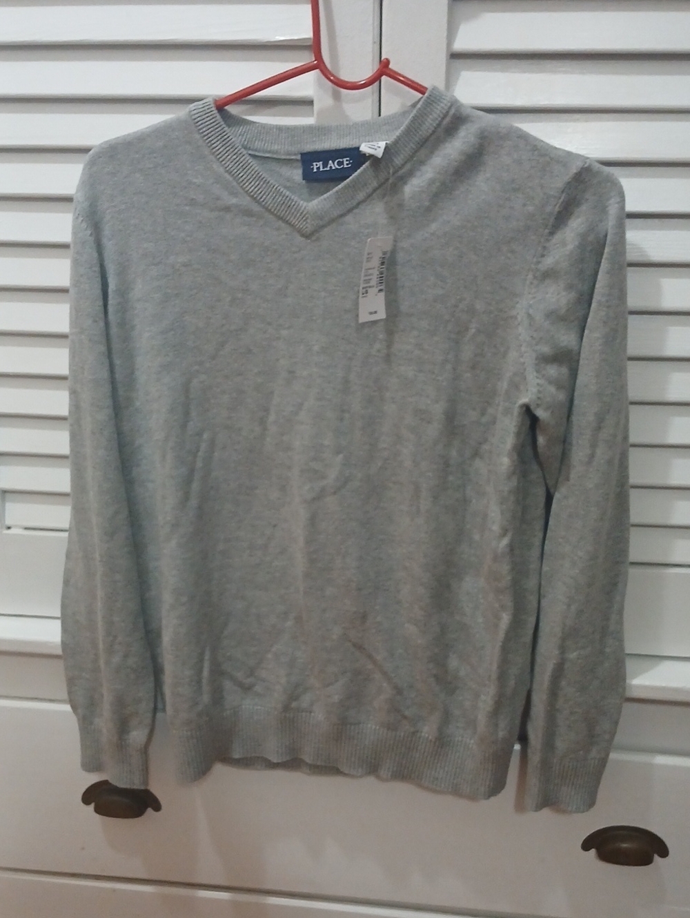 The Children's Place Boys Heather Gray V-Neck Sweater
